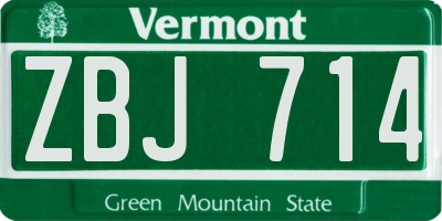 VT license plate ZBJ714