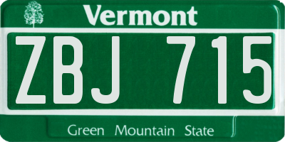 VT license plate ZBJ715