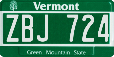 VT license plate ZBJ724