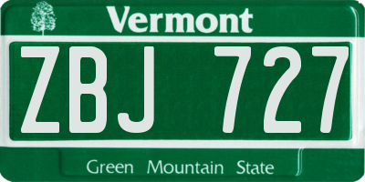 VT license plate ZBJ727