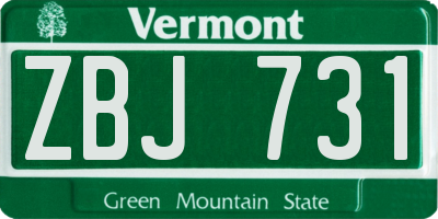 VT license plate ZBJ731
