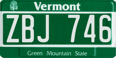 VT license plate ZBJ746