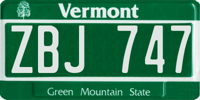 VT license plate ZBJ747