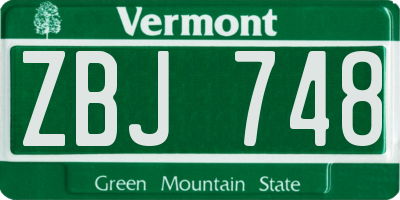 VT license plate ZBJ748