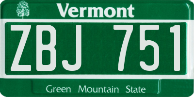 VT license plate ZBJ751