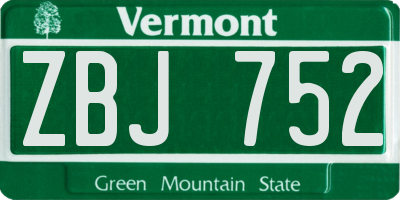 VT license plate ZBJ752