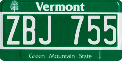 VT license plate ZBJ755