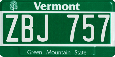 VT license plate ZBJ757