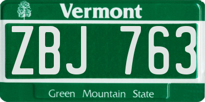VT license plate ZBJ763