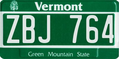 VT license plate ZBJ764
