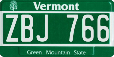 VT license plate ZBJ766
