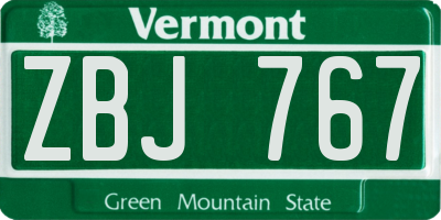VT license plate ZBJ767