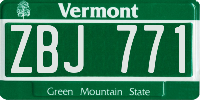 VT license plate ZBJ771