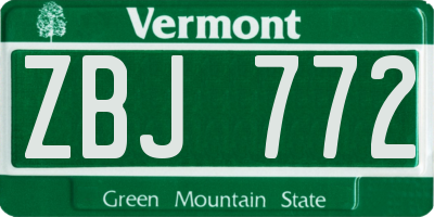 VT license plate ZBJ772
