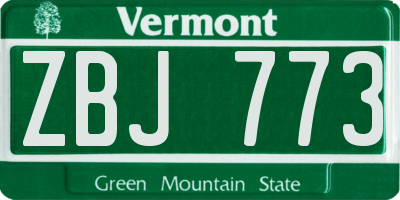 VT license plate ZBJ773