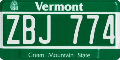 VT license plate ZBJ774