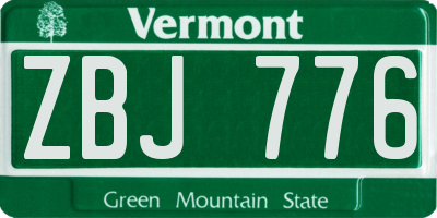 VT license plate ZBJ776