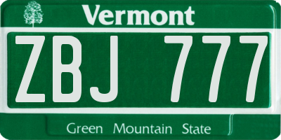 VT license plate ZBJ777