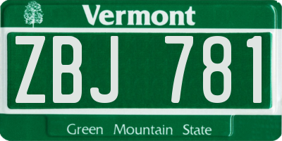 VT license plate ZBJ781