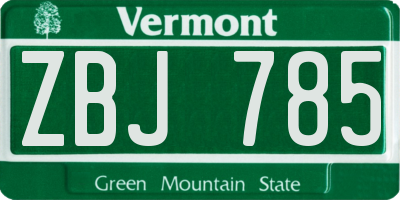 VT license plate ZBJ785