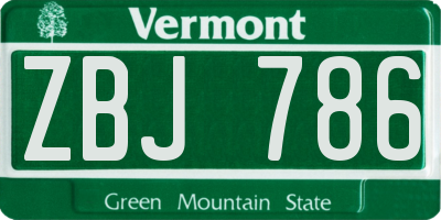 VT license plate ZBJ786