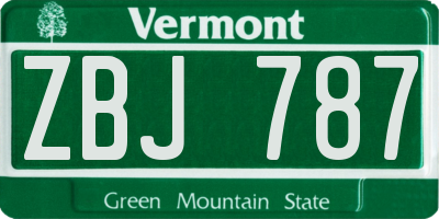 VT license plate ZBJ787