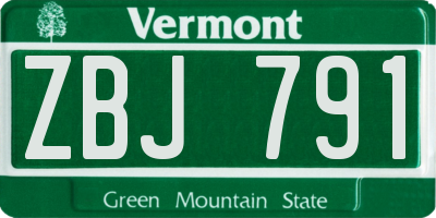 VT license plate ZBJ791