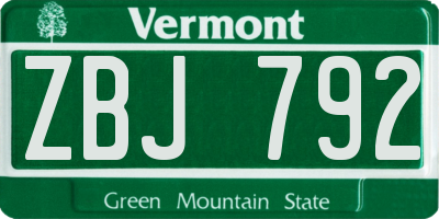 VT license plate ZBJ792