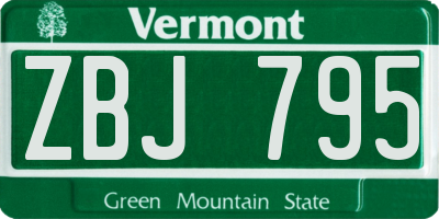 VT license plate ZBJ795