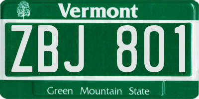 VT license plate ZBJ801