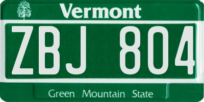 VT license plate ZBJ804