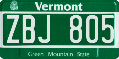 VT license plate ZBJ805