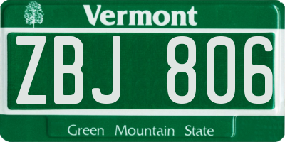 VT license plate ZBJ806