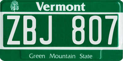 VT license plate ZBJ807