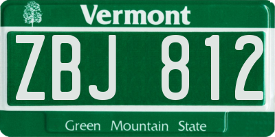 VT license plate ZBJ812