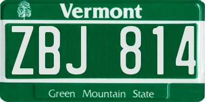VT license plate ZBJ814