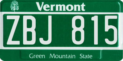 VT license plate ZBJ815