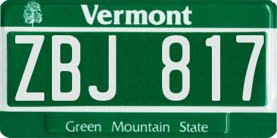 VT license plate ZBJ817