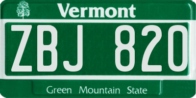 VT license plate ZBJ820