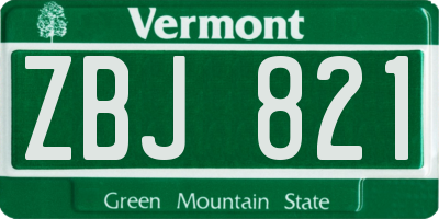VT license plate ZBJ821