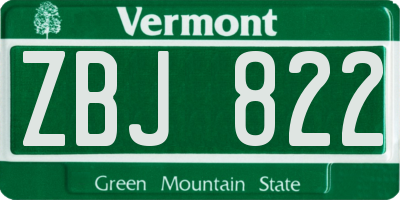 VT license plate ZBJ822