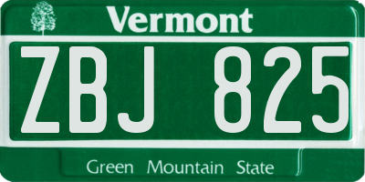 VT license plate ZBJ825