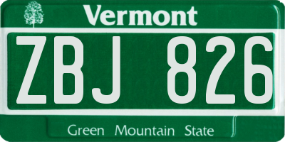 VT license plate ZBJ826