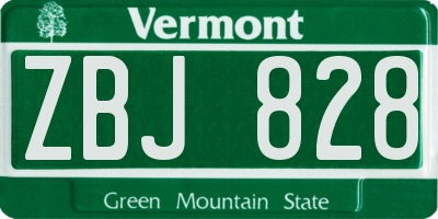 VT license plate ZBJ828