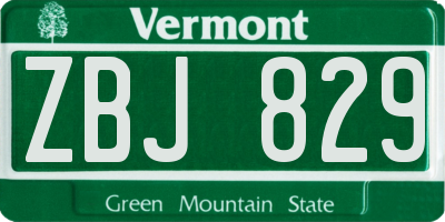 VT license plate ZBJ829