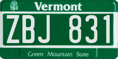 VT license plate ZBJ831