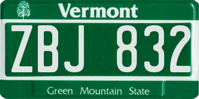 VT license plate ZBJ832