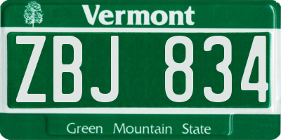 VT license plate ZBJ834