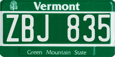 VT license plate ZBJ835