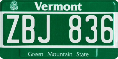 VT license plate ZBJ836